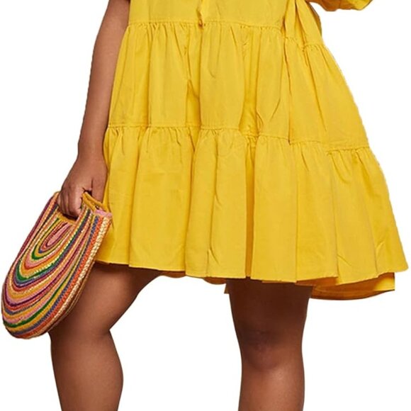 Dresses & Skirts - Women Babydoll Dress Polyester Blend Plus Size Summer Casual Party